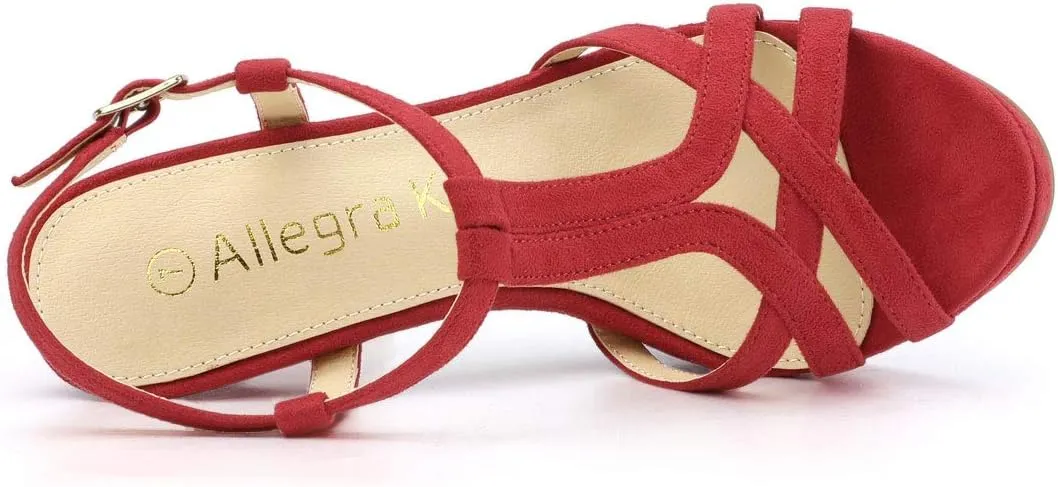 Allegra K Women's T Strap Slingback Platform Stiletto Heel Sandals