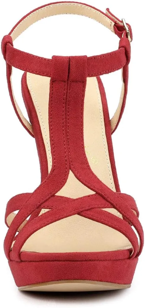 Allegra K Women's T Strap Slingback Platform Stiletto Heel Sandals