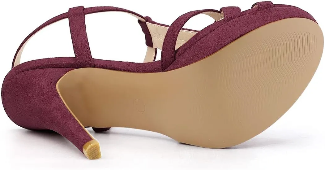 Allegra K Women's T Strap Slingback Platform Stiletto Heel Sandals
