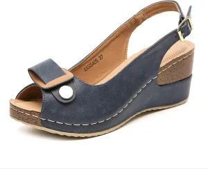 Altxic Women's Peep Toe Bow Hollow Out Slingback Platform Wedge Sandals