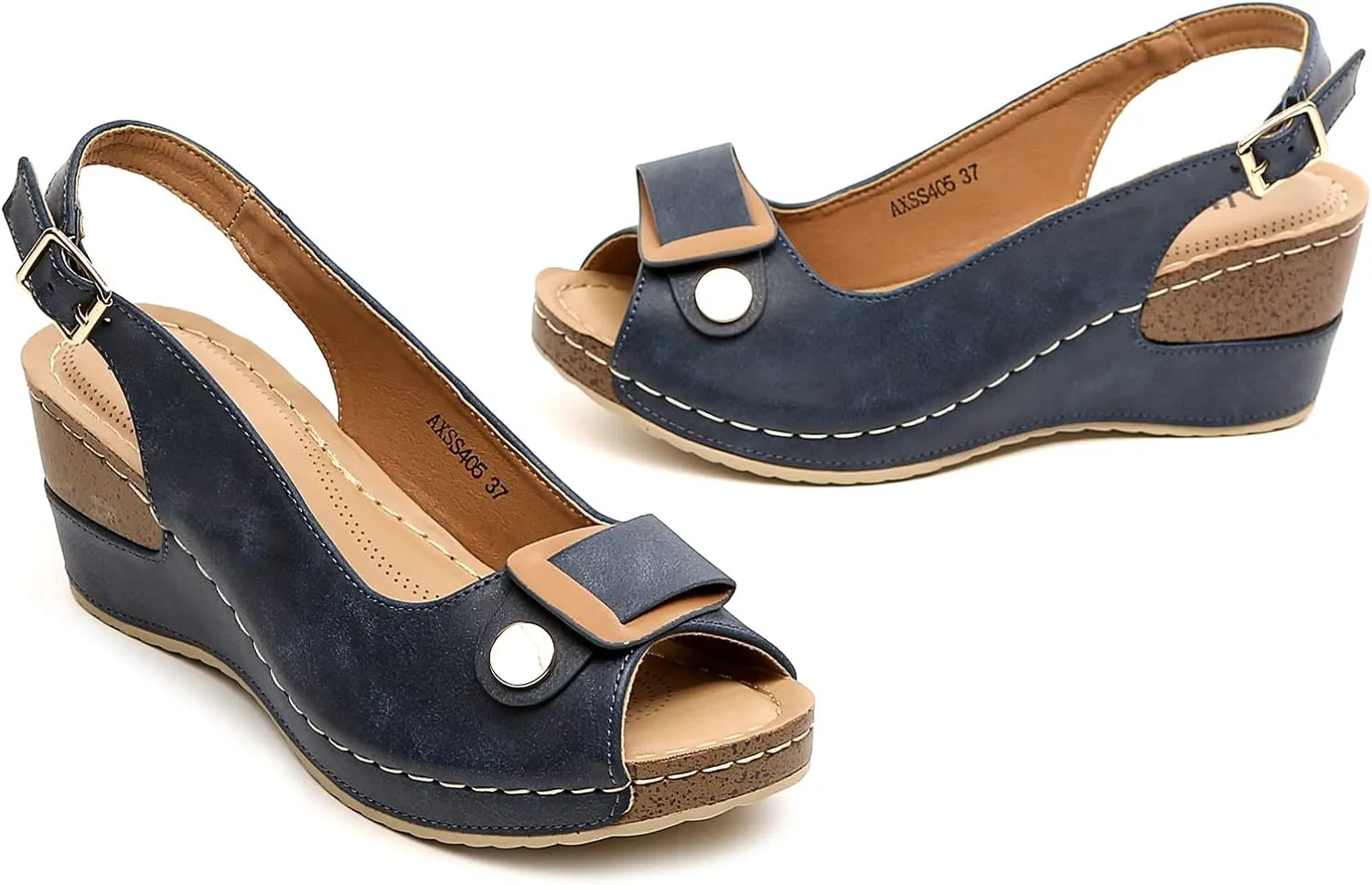 Altxic Women's Peep Toe Bow Hollow Out Slingback Platform Wedge Sandals