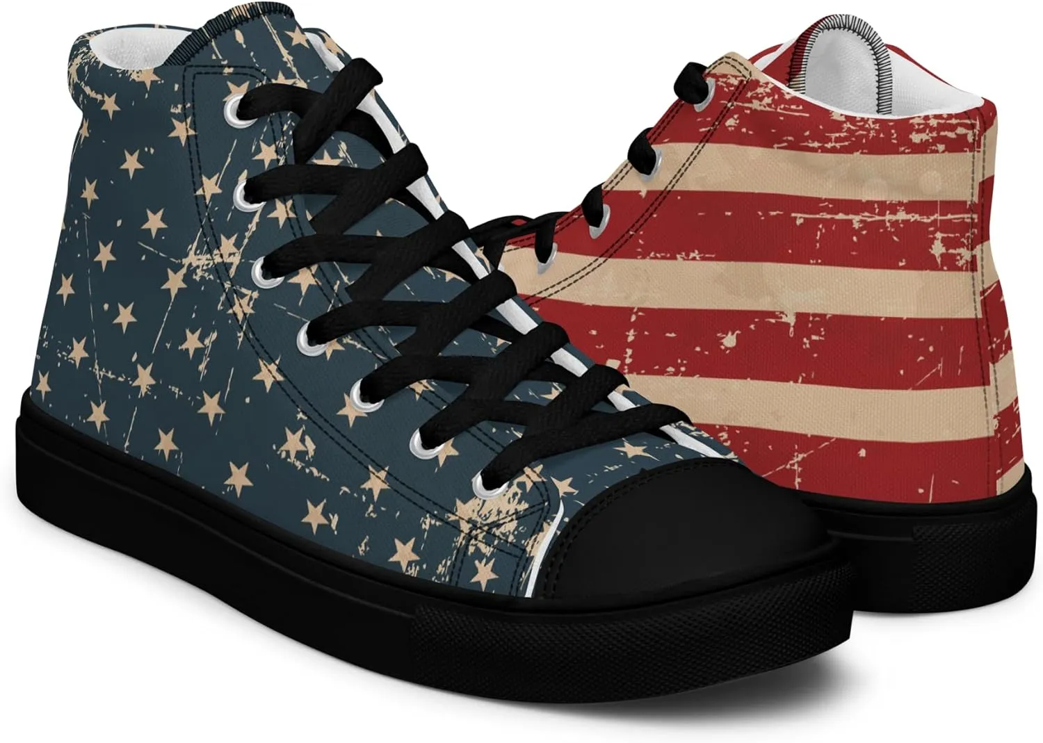 American Flag Men's High-Top Canvas Sneakers