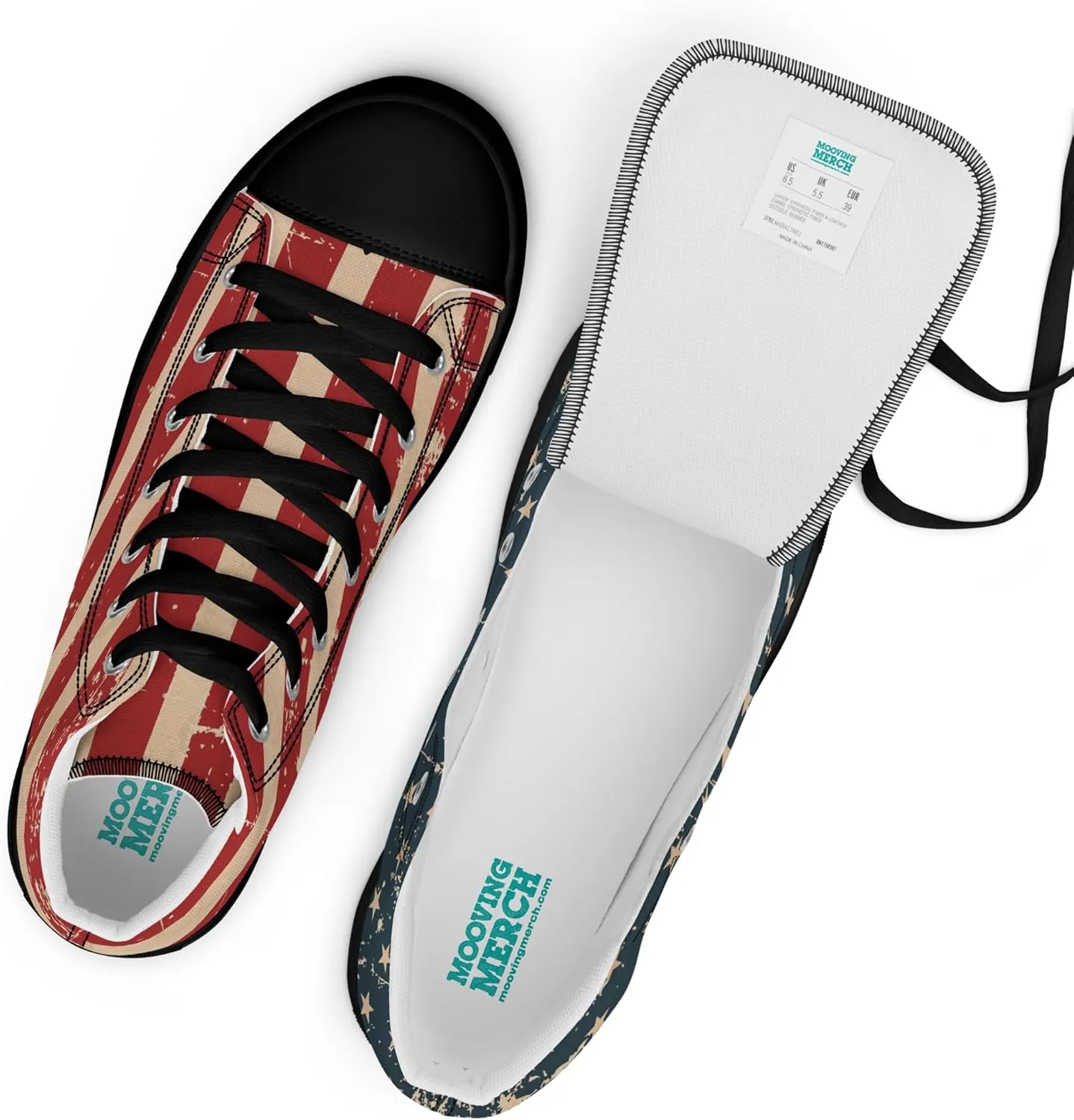 American Flag Men's High-Top Canvas Sneakers