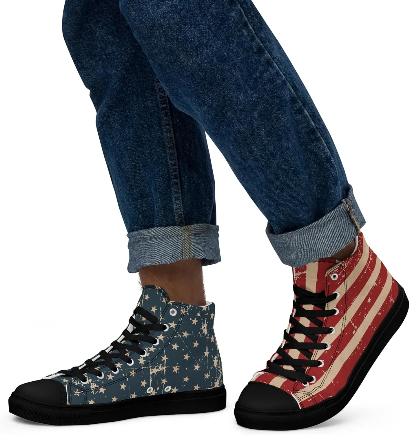 American Flag Men's High-Top Canvas Sneakers