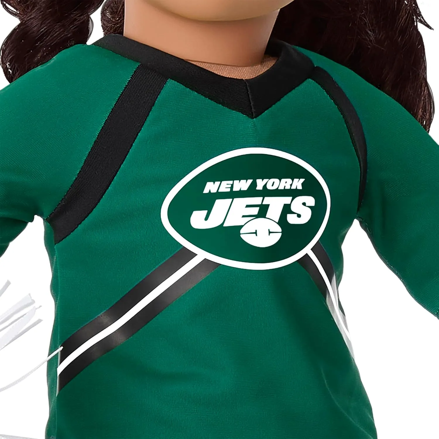 American Girl New York Jets Cheer Uniform 18 inch Doll Clothes with Pom Poms, Green and Black, 5 pcs, Ages 6 
