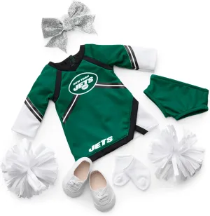 American Girl New York Jets Cheer Uniform 18 inch Doll Clothes with Pom Poms, Green and Black, 5 pcs, Ages 6 
