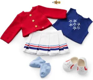 American Girl Team AG Sweater & Skirt Set 18 inch Doll Clothes with Tank Top, Red, White, and Blue, 6 pcs, Ages 6 