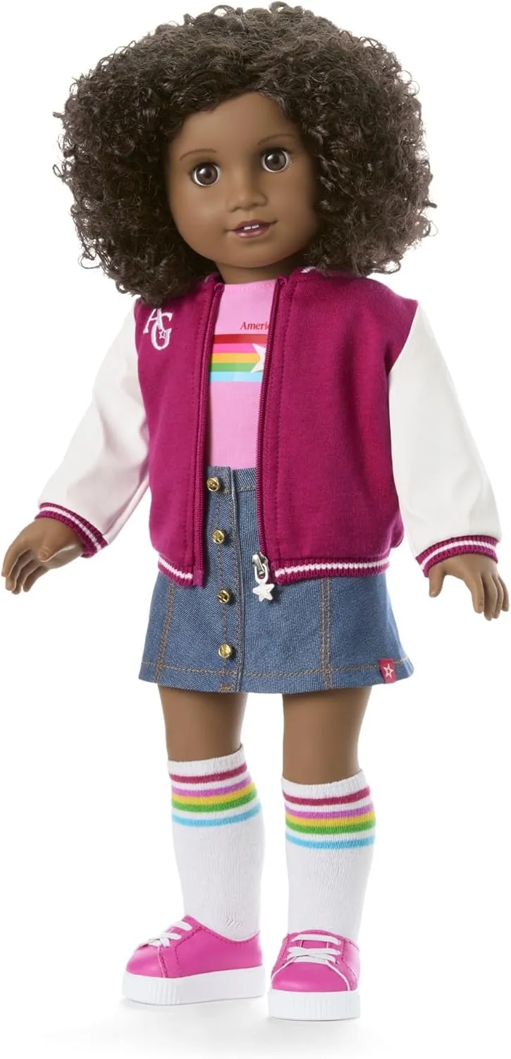 American Girl, Truly Me 18-inch Doll #112 with Brown Eyes, Natural Short Curly Dark-Brown Hair, Deep Skin, for Ages 6 