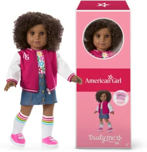 American Girl, Truly Me 18-inch Doll #112 with Brown Eyes, Natural Short Curly Dark-Brown Hair, Deep Skin, for Ages 6 