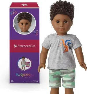 American Girl Truly Me 18-inch Doll #113 with Brown Eyes, Dark-Brown Hair, Deep Skin, Shorts and T-shirt, For Ages 6 