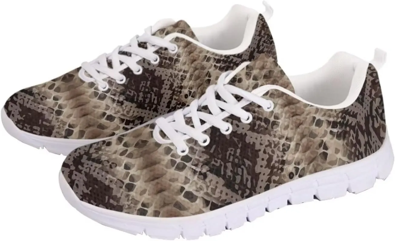 AmzPrint Women Mens Walking Lightweigh Shoes White Sole Animal Print Shoes for Women Black Sneakers Size 5.5-13.5