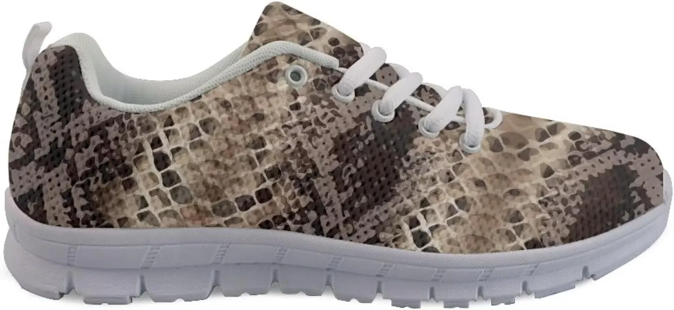 AmzPrint Women Mens Walking Lightweigh Shoes White Sole Animal Print Shoes for Women Black Sneakers Size 5.5-13.5