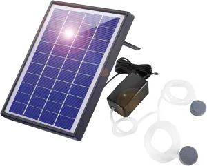 Andoer Pond Oxygenator Solar Powered 6W Solar Oxygen Pump Fish Tank Oxygenator Aquarium Oxygen Aerator Air Pump Fishing Aerator with Pipe 2 Air Bubble Stones for Garden Fish Tank Outdoor Pool Pond