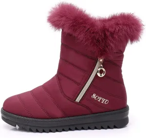 Ankle Boots for Women Comfy Platform Women's Real Hair Padded Waterproof Snowproof Snow Boots Cotton Shoes