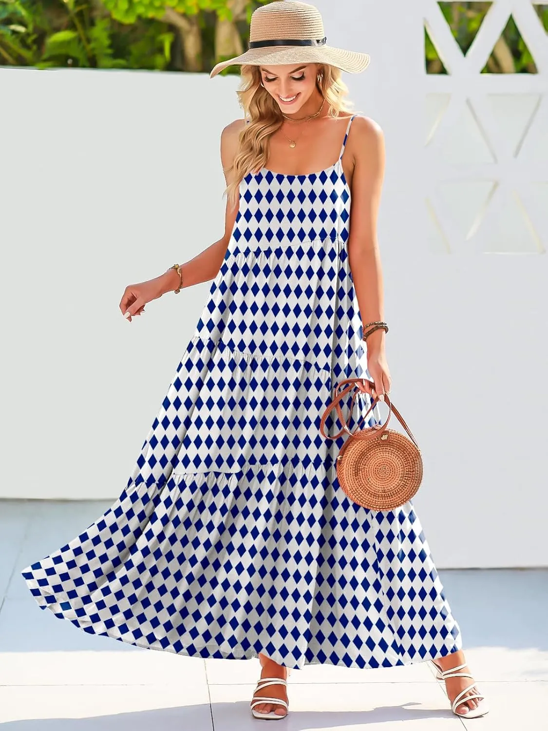 ANRABESS Women Summer Casual Loose Sleeveless Sundress Spaghetti Strap Flowy Boho Linen Beach Vacation Maxi Long Dress