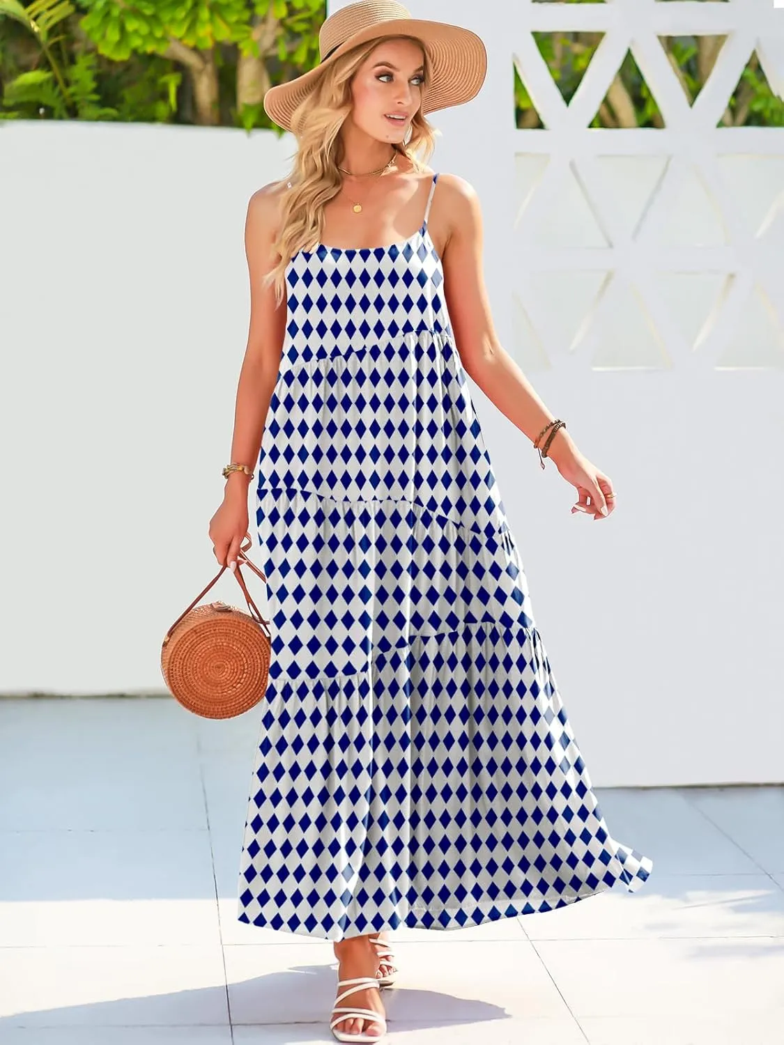 ANRABESS Women Summer Casual Loose Sleeveless Sundress Spaghetti Strap Flowy Boho Linen Beach Vacation Maxi Long Dress