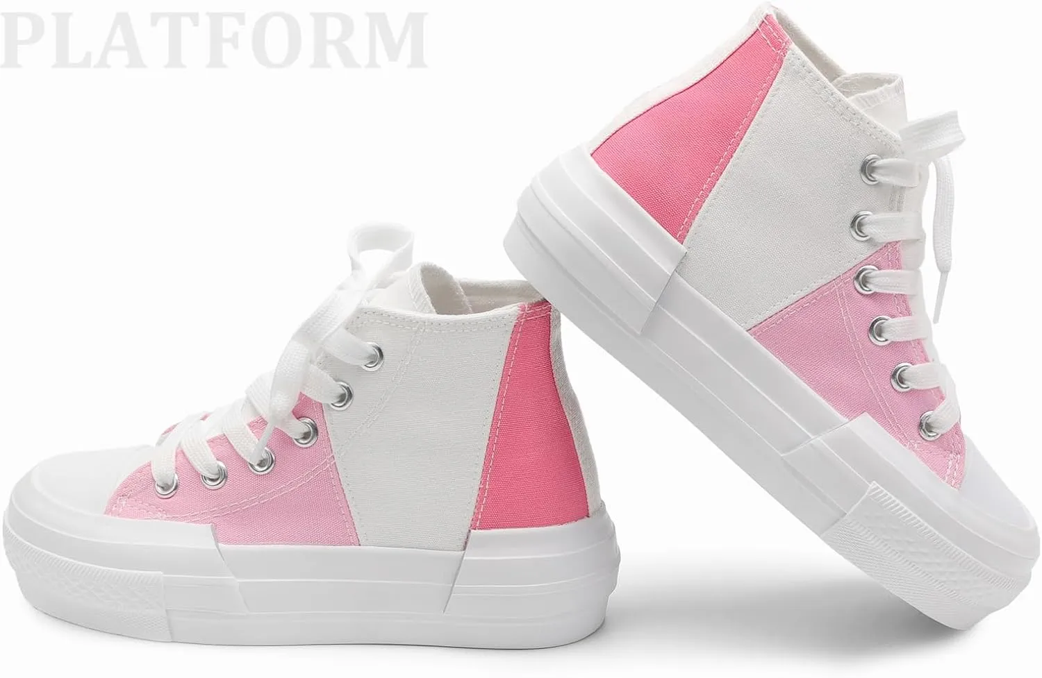 ANTLULU Girls’ Platform Canvas Shoes Low Top and High Top Canvas Sneakers Lace-up Fashion Casual Shoes for Girls