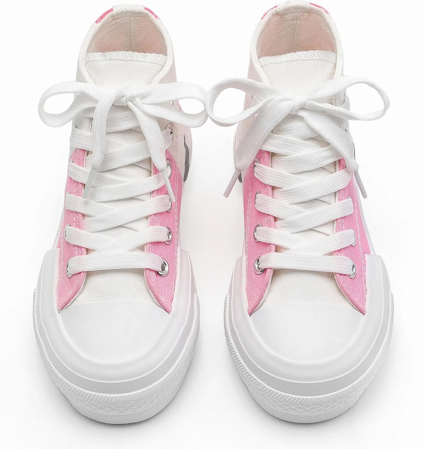 ANTLULU Girls’ Platform Canvas Shoes Low Top and High Top Canvas Sneakers Lace-up Fashion Casual Shoes for Girls