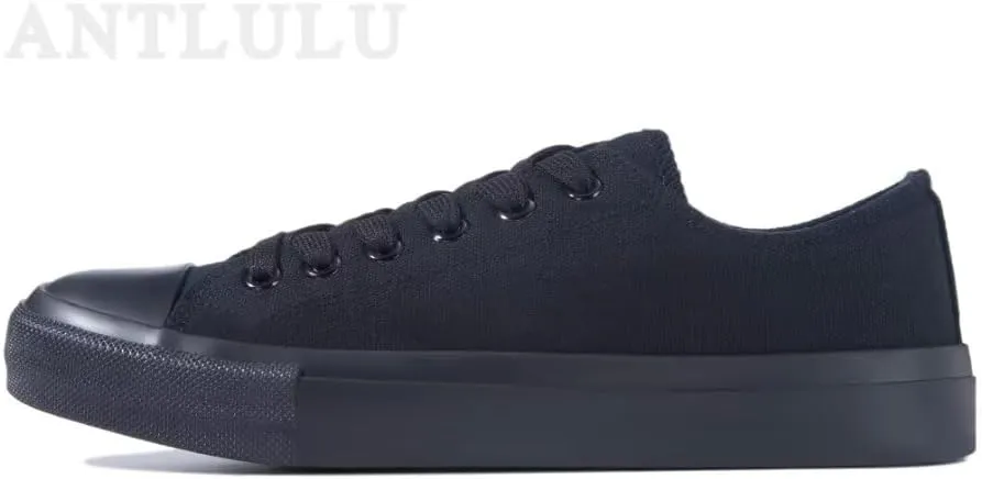 ANTLULU Womens Canvas Shoes Low Top and Lace up Fashion Casual Sneakers Black and White Classic