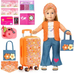 ARTST 18 Inch Girl Doll Accessories American Doll Clothes-Christmas Costume Suitcase Toys Set for 3-10 Girls(NO Doll)