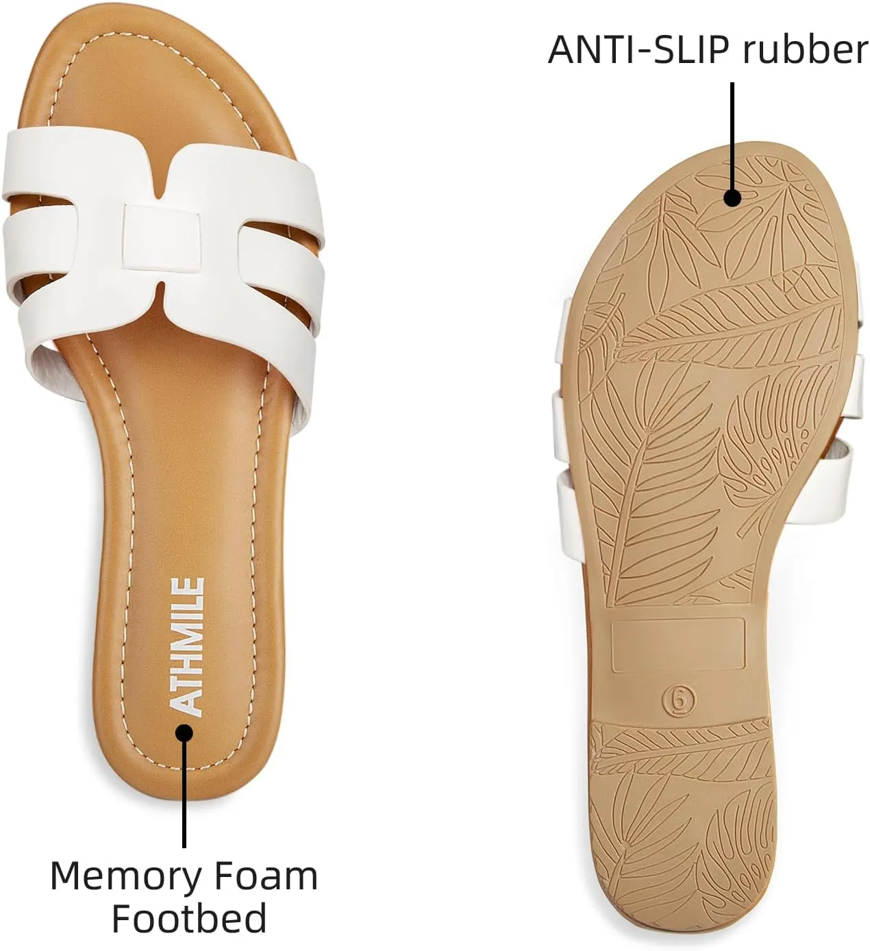 ATHMILE Sandals for Women 2025 Vacation Womens Sandals Dressy Summer Flats Sandals Women Slides for Party Wedding Beach