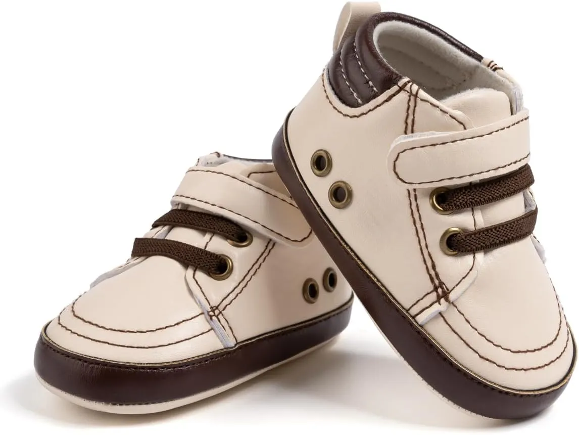 Babelvit Baby Boy Girl Soft Sole Canvas Sneakers Sparkle High Top Lace Up Infant Unisex Ankle Shoes Boots Toddler Newborn Prewalker First Baby Walking Crib Shoes