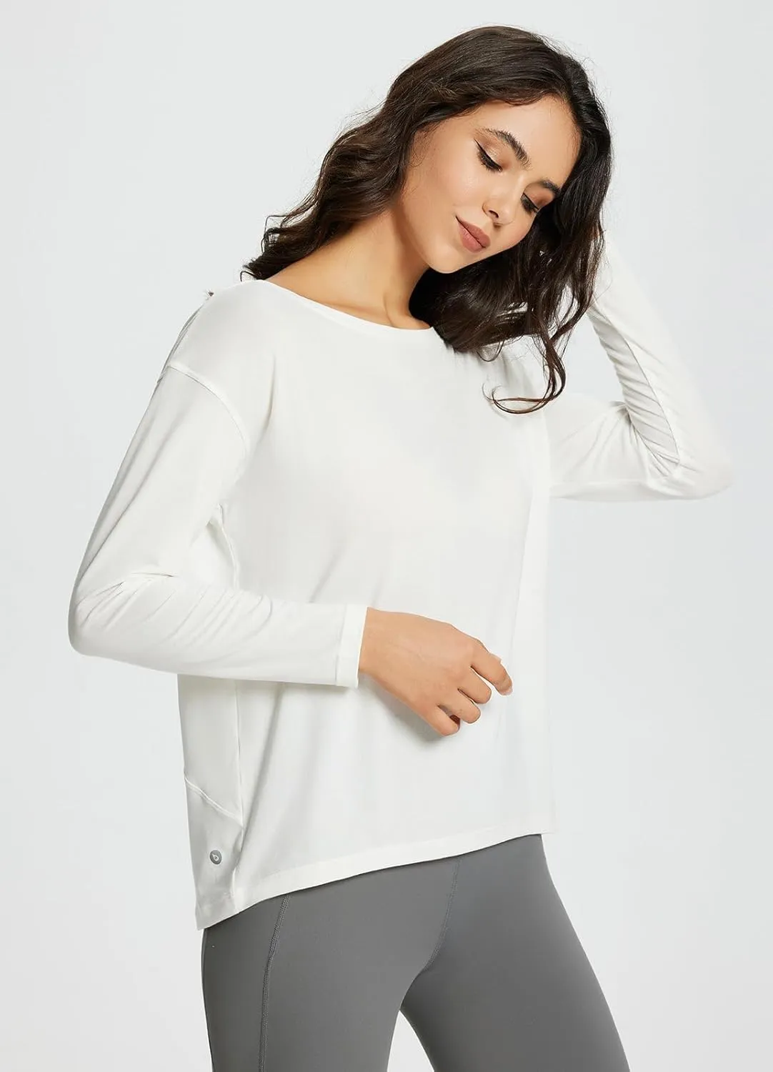 baleaf Women's Long Sleeve Workout Tops Active Running Shirts Loose Fit Quick Dry Athletic Soft