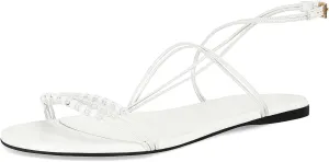 Beaded Strappy Flat Sandals for Women Bohemian Sandals Open Toe Slingback Flats Summer Vacation Beach Casual Daily Dressy Cute Shoes