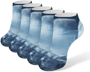 Beautiful Scenery Images Ankle Socks for Men & Women, 5 Pairs Breathable Soft Low Cut Socks, Stretch Sweat Wicking Sox