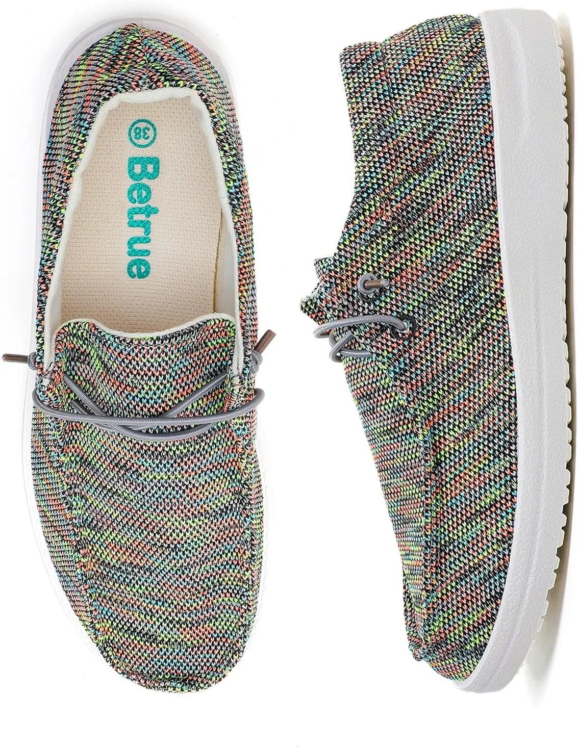 Betrue Lightweight Boat Shoes for Women, Womens Casual Loafers, Womens Slip On Deck Shoes, Breathable Canvas Walking Shoes for Women