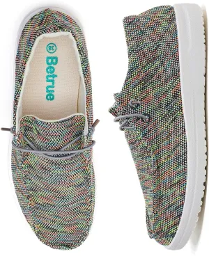 Betrue Lightweight Boat Shoes for Women, Womens Casual Loafers, Womens Slip On Deck Shoes, Breathable Canvas Walking Shoes for Women