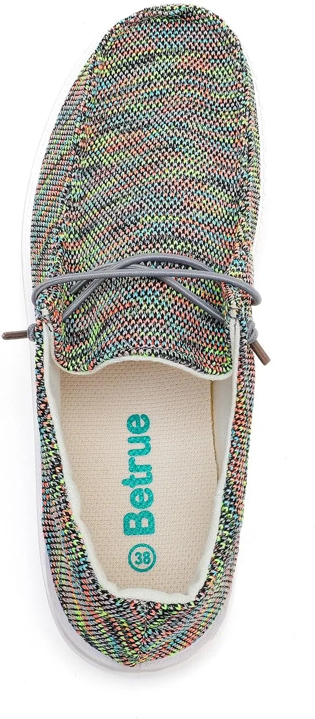 Betrue Lightweight Boat Shoes for Women, Womens Casual Loafers, Womens Slip On Deck Shoes, Breathable Canvas Walking Shoes for Women