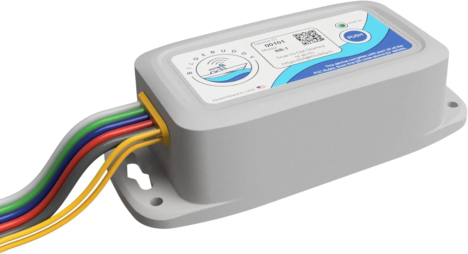 BoatSense by BilgeBuddy Smart Boat Monitoring System with High Water & Low Battery Alerts, GPS Tracking, Remote Bilge Pump Control & Health Tests – Easy Install, No Extra Accessories Needed