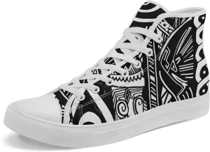Bohemian High-Top Canvas Sneakers for Men Women – Breathable, Lightweight, Ethnic Casual Shoes with Durable Rubber Sole