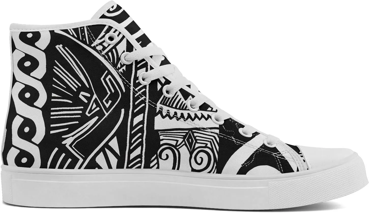 Bohemian High-Top Canvas Sneakers for Men Women – Breathable, Lightweight, Ethnic Casual Shoes with Durable Rubber Sole