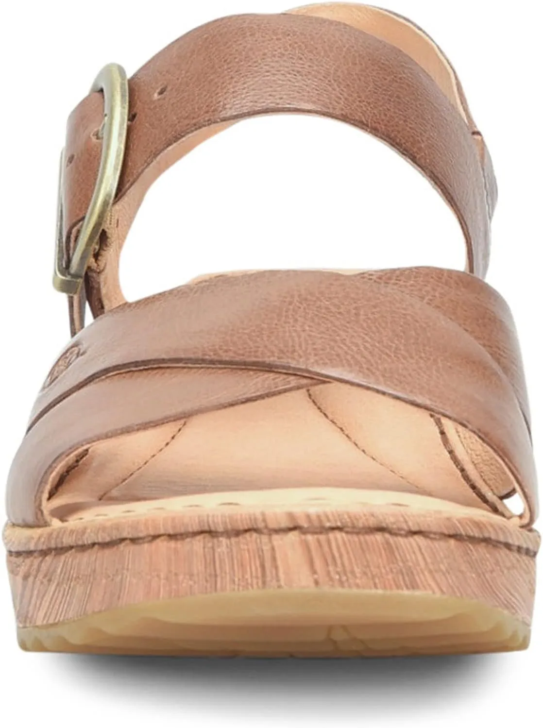 BORN Womens Buckle Leather Flatform Sandals