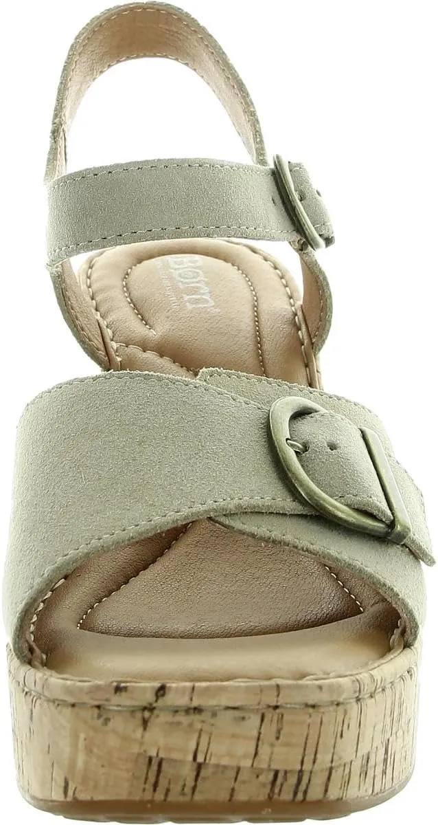 BORN Womens Buckle Leather Platform Sandals