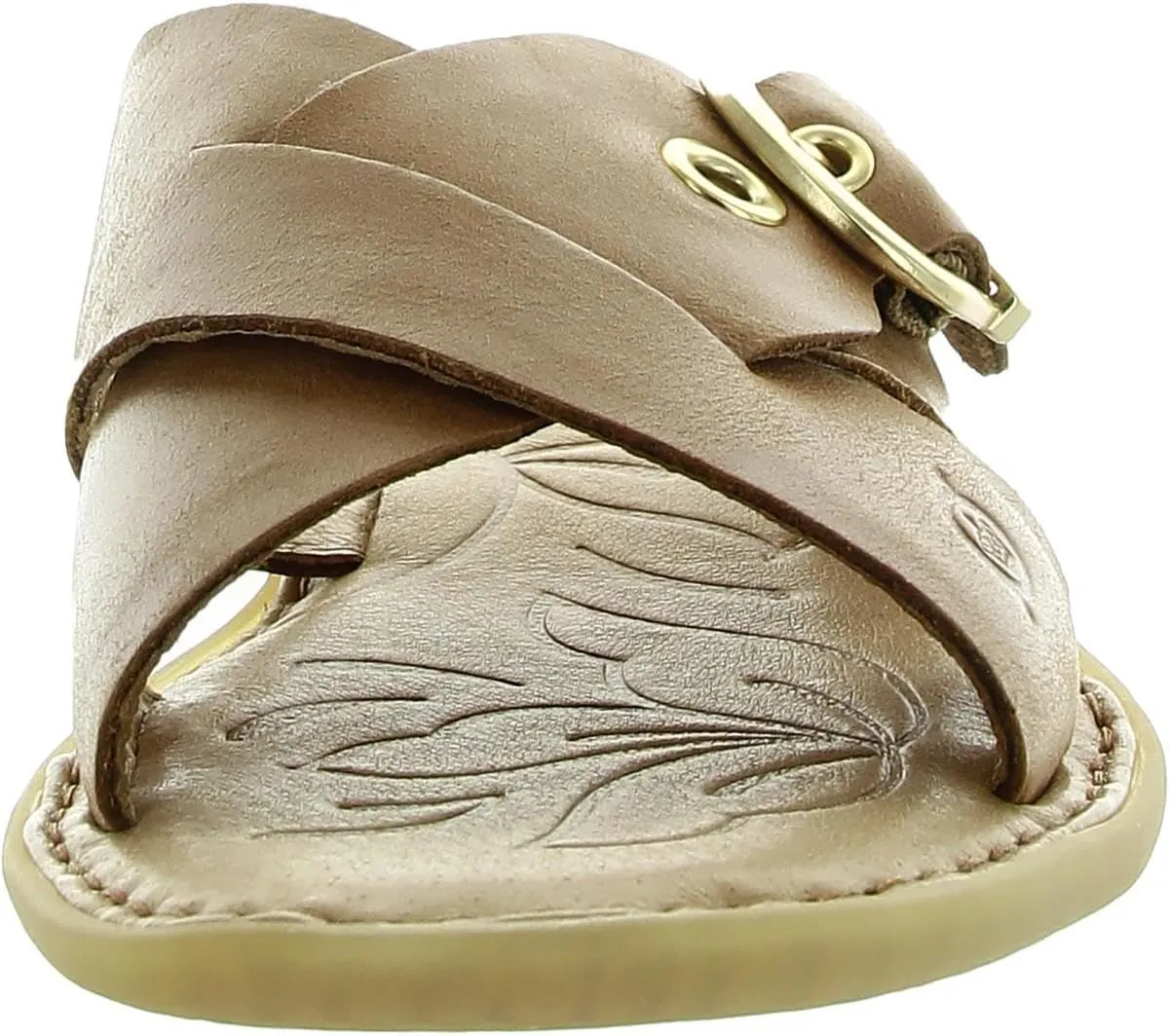 BORN Womens Marina Buckle Leather Flatform Sandals