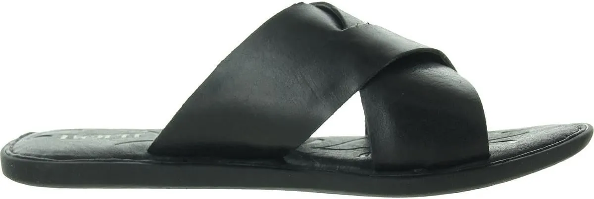 BORN Womens Marina Buckle Leather Flatform Sandals