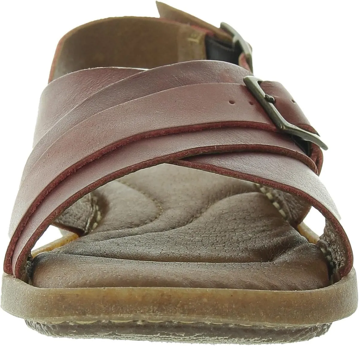 BORN Womens Marina Buckle Leather Flatform Sandals