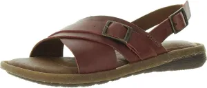 BORN Womens Marina Buckle Leather Flatform Sandals