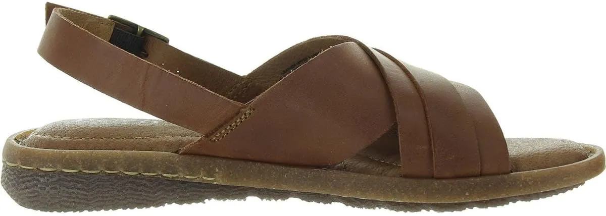 BORN Womens Marina Buckle Leather Flatform Sandals