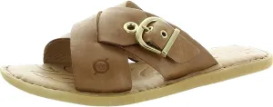BORN Womens Marina Buckle Leather Flatform Sandals