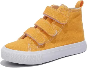 Boys and Girls High Top Children's Canvas Shoes Solid Color Sticky Button Casual Shoes Start School Season Little White Shoes Fashion Sneakers Shoes