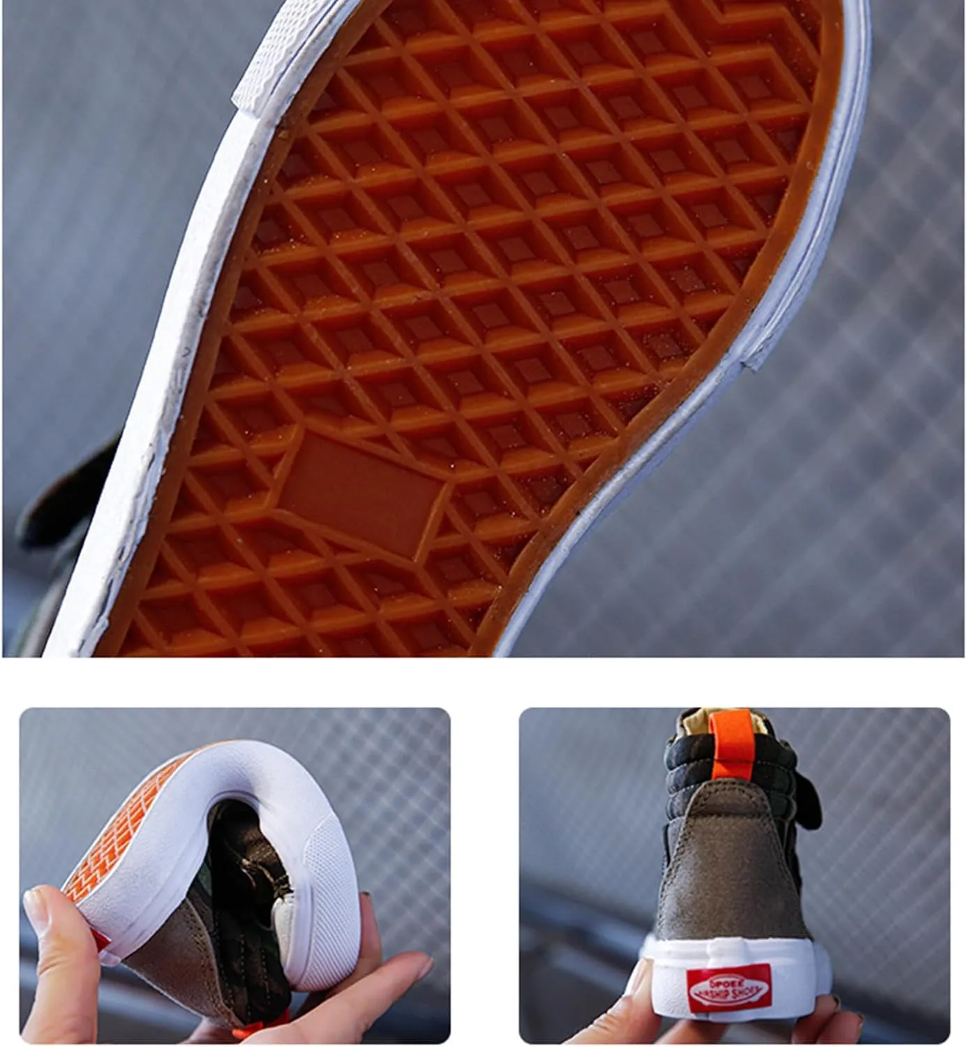 Boys High-top Canvas Shoes Kids Hook and Loops Casual Sneakers Non-Slip Sole Footwear