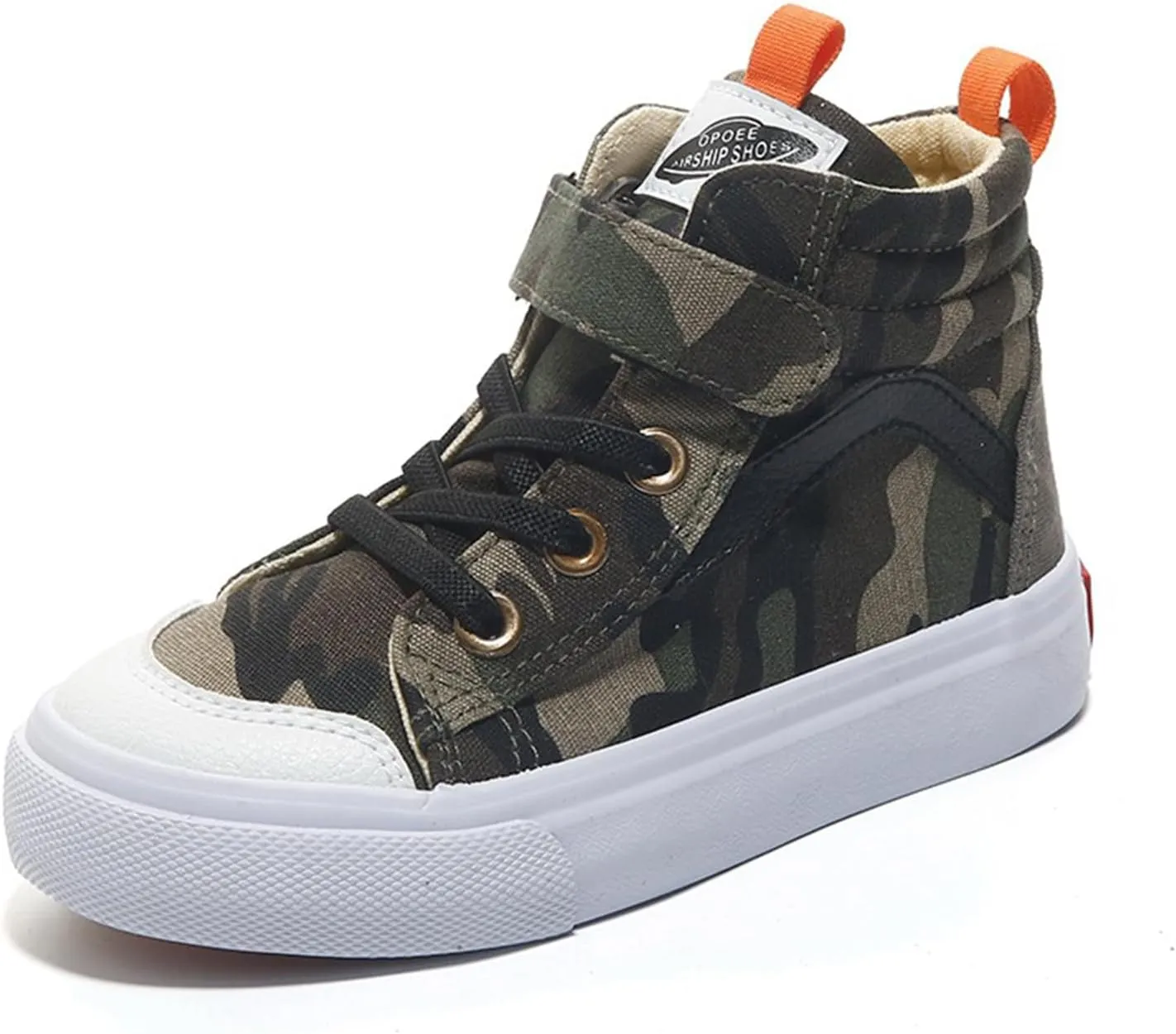 Boys High-top Canvas Shoes Kids Hook and Loops Casual Sneakers Non-Slip Sole Footwear