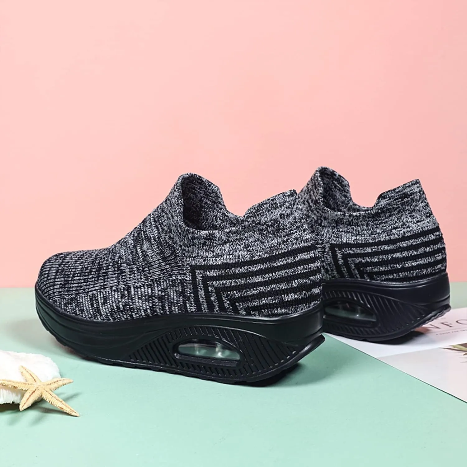 Breathable Casual Air Cushion Slip-On Orthopedic Diabetic Walking Shoes, Women's Walking Shoes Sock Sneakers