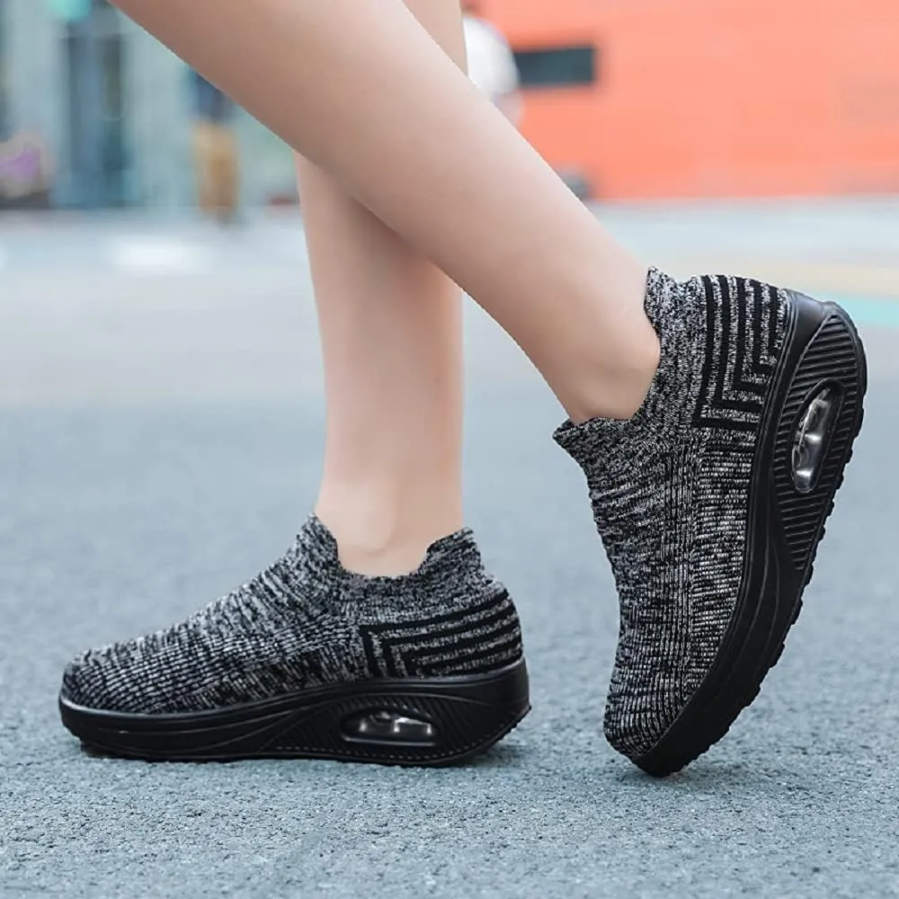 Breathable Casual Air Cushion Slip-On Orthopedic Diabetic Walking Shoes, Women's Walking Shoes Sock Sneakers