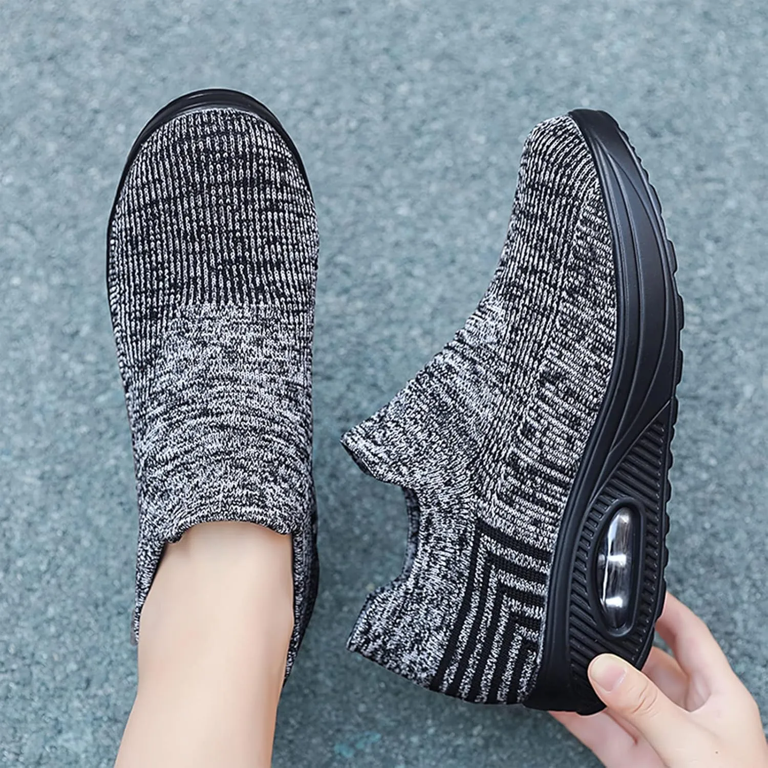Breathable Casual Air Cushion Slip-On Orthopedic Diabetic Walking Shoes, Women's Walking Shoes Sock Sneakers