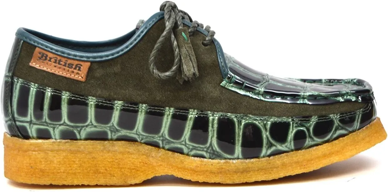 British Collection - Crown Croc Suede and Croc Lace Up Men Shoes